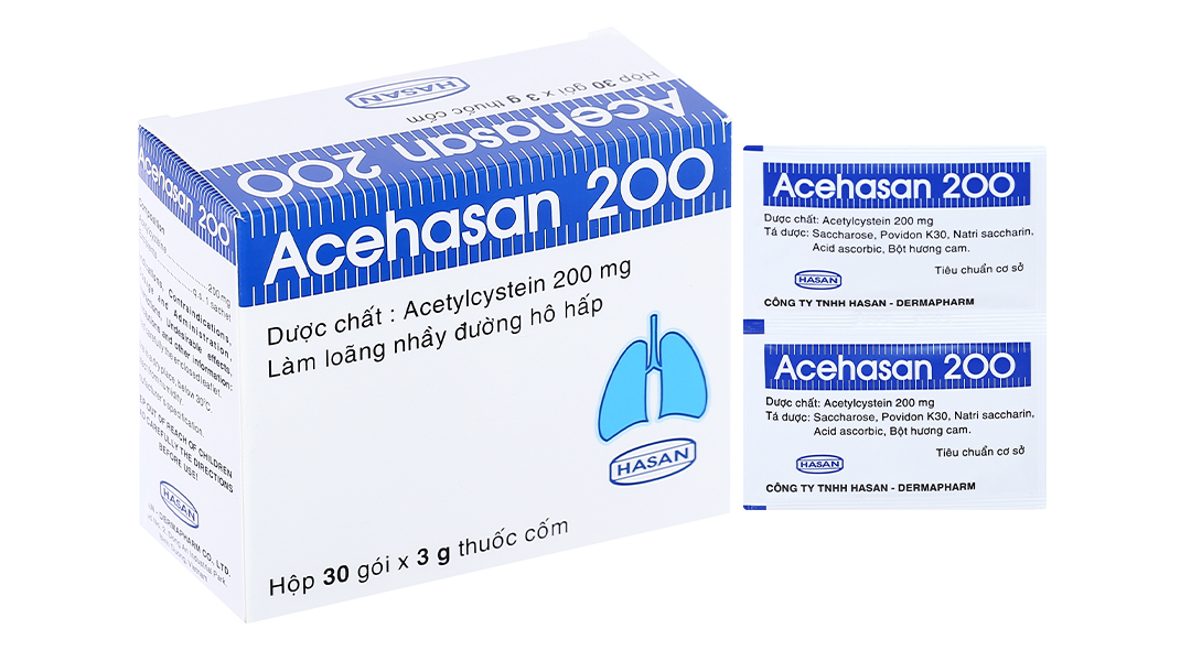 Thuốc cốm Acehasan 200 tan đàm trong bệnh lý hô hấp