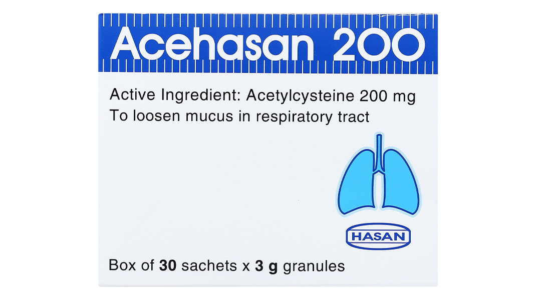 Thuốc cốm Acehasan 200 tan đàm trong bệnh lý hô hấp