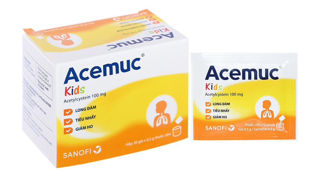 Thuốc cốm Acemuc Kids 100mg tiêu nhầy trong bệnh hô hấp