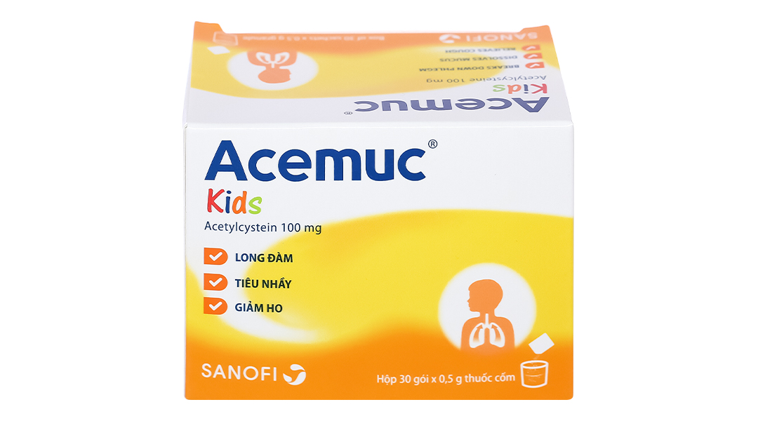 Thuốc cốm Acemuc Kids 100mg tiêu nhầy trong bệnh hô hấp
