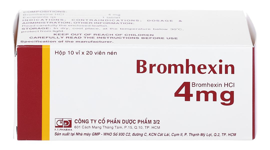 Bromhexin F.T Pharma 4mg tan đàm trong bệnh lý hô hấp