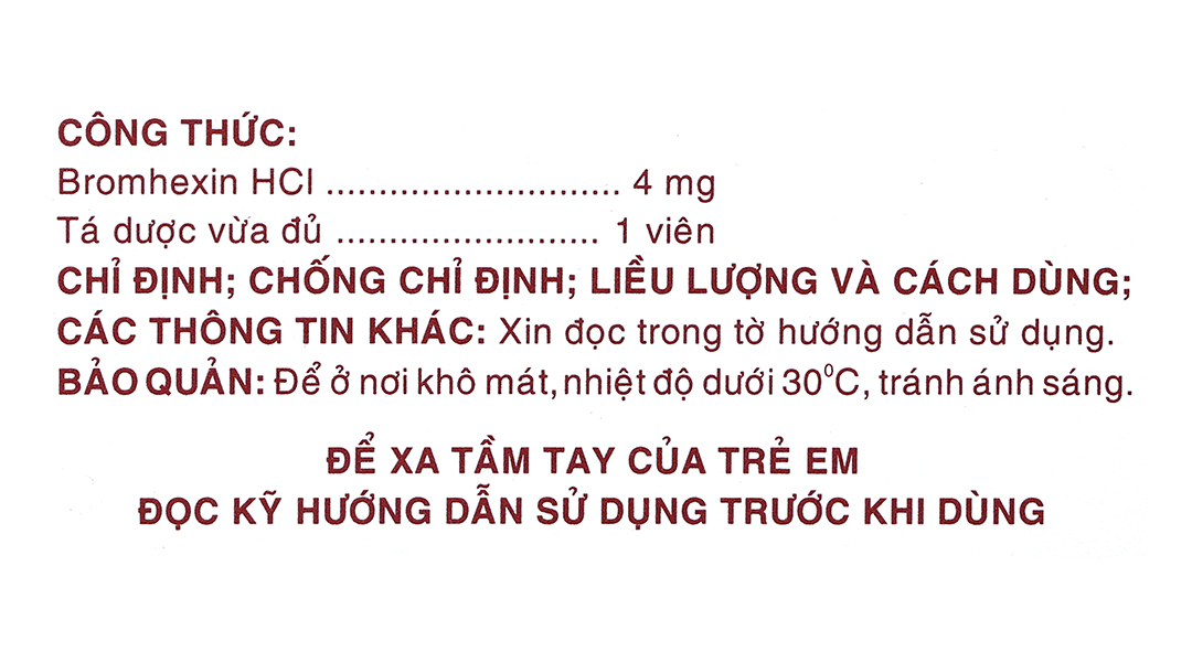 Bromhexin F.T Pharma 4mg tan đàm trong bệnh lý hô hấp