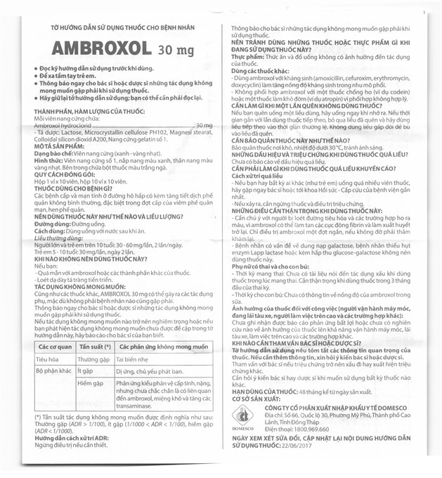 Ambroxol 30mg tan đàm trong bệnh lý hô hấp