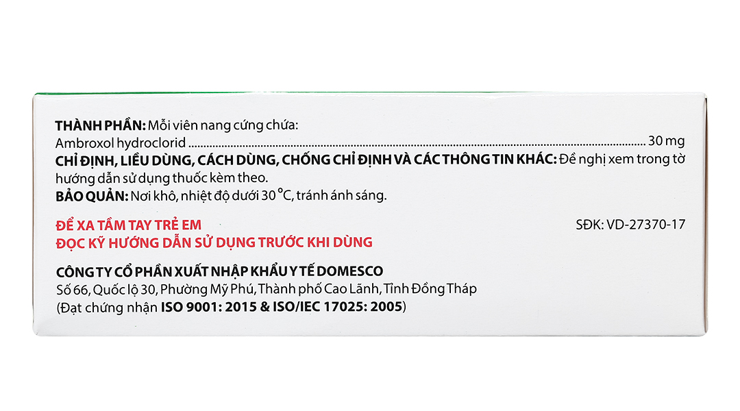 Ambroxol 30mg tan đàm trong bệnh lý hô hấp