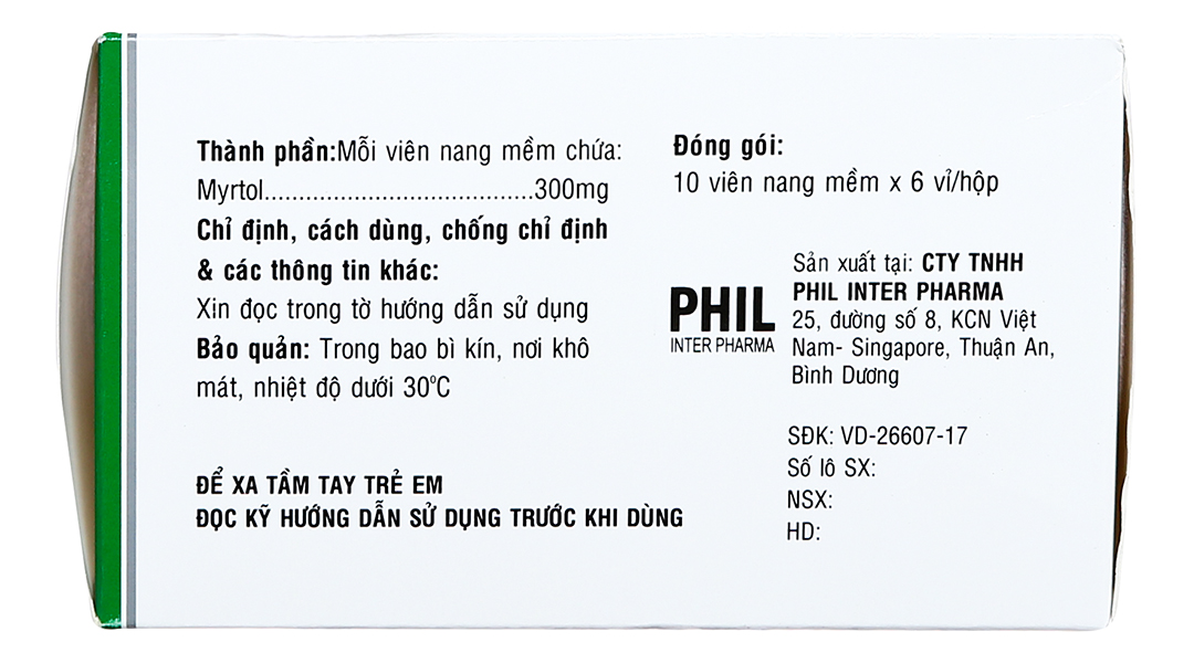 Philmyrtol 300 trị viêm phế quản, viêm xoang