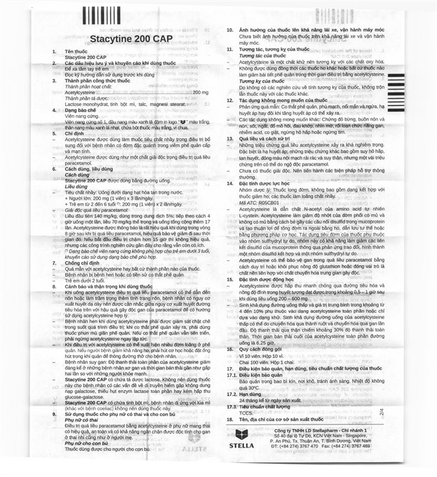 Stacytine 200 Cap tan đàm trong bệnh lý hô hấp