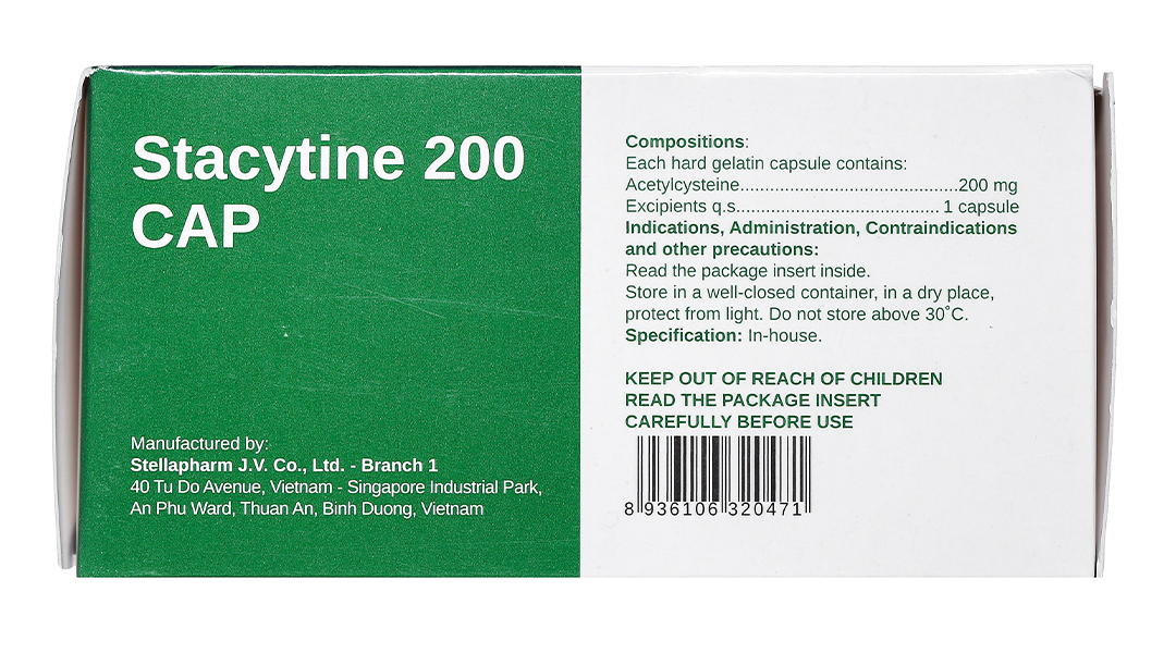 Stacytine 200 Cap tan đàm trong bệnh lý hô hấp