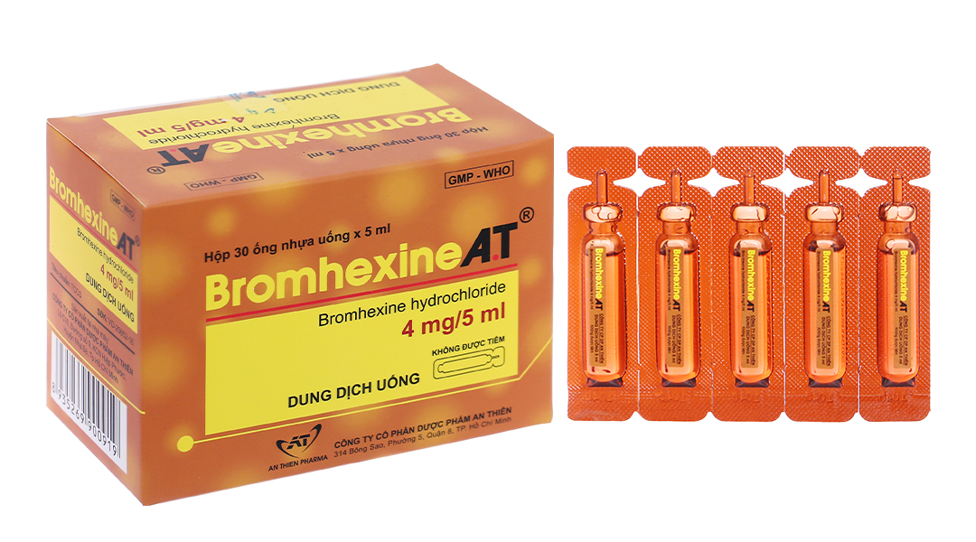 Dung dịch uống  Bromhexine 4mg/5ml loãng đàm trong bệnh lý hô hấp (30  ống x 5ml) -05/2023 