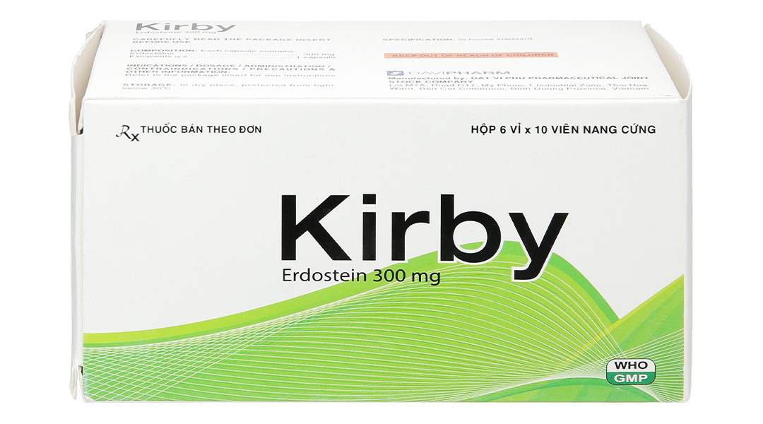 Kirby 300mg loãng đàm trong bệnh lý hô hấp (6 vỉ x 10 viên) -05/2023 |  