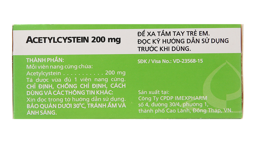 Acetylcystein Imexpharm 200mg tan đàm trong bệnh lý hô hấp
