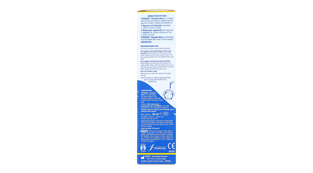 Xịt mũi Sterimar Sensitive Nose hỗ trợ trị viêm mũi