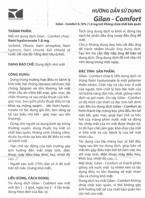 Dung dịch nhỏ mắt, mũi Gilan - Comfort giảm khô mắt