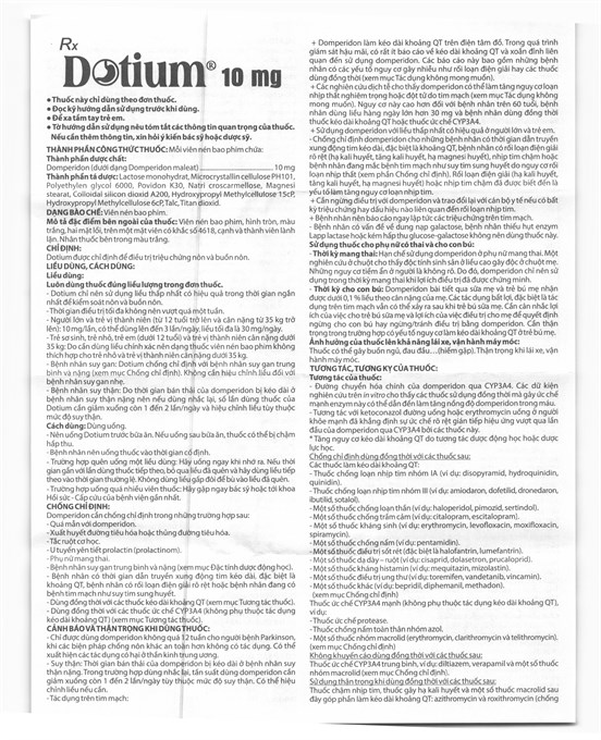 Dotium 10mg trị triệu chứng nôn và buồn nôn