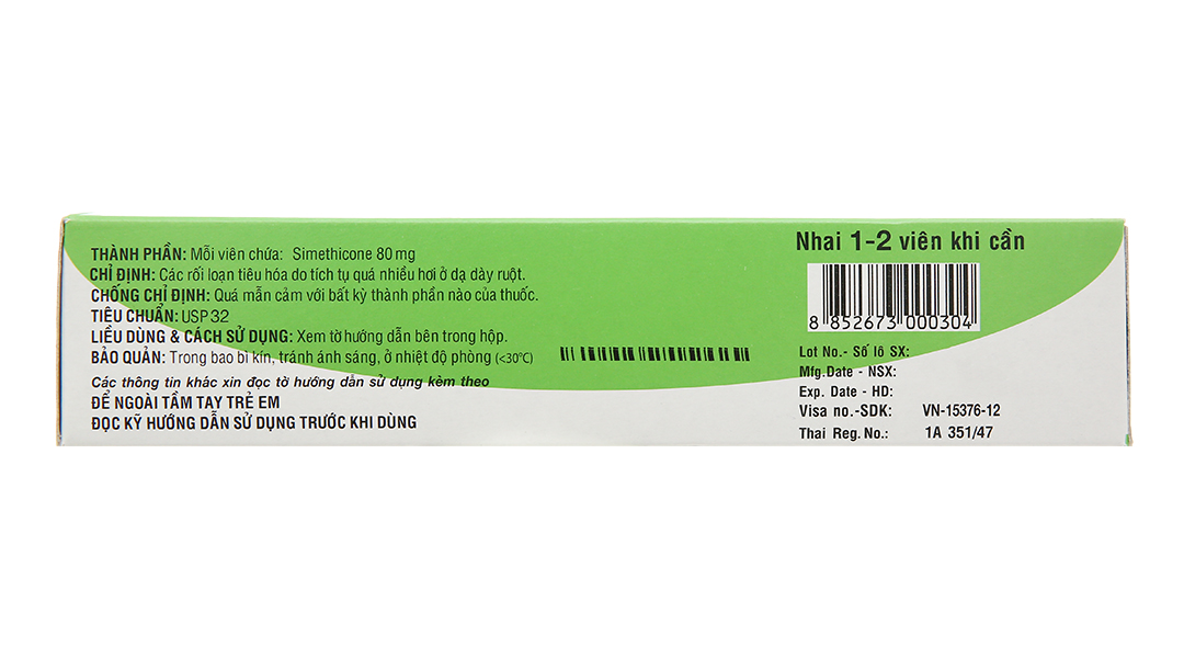 Air-X 80mg trị đầy hơi, khó tiêu
