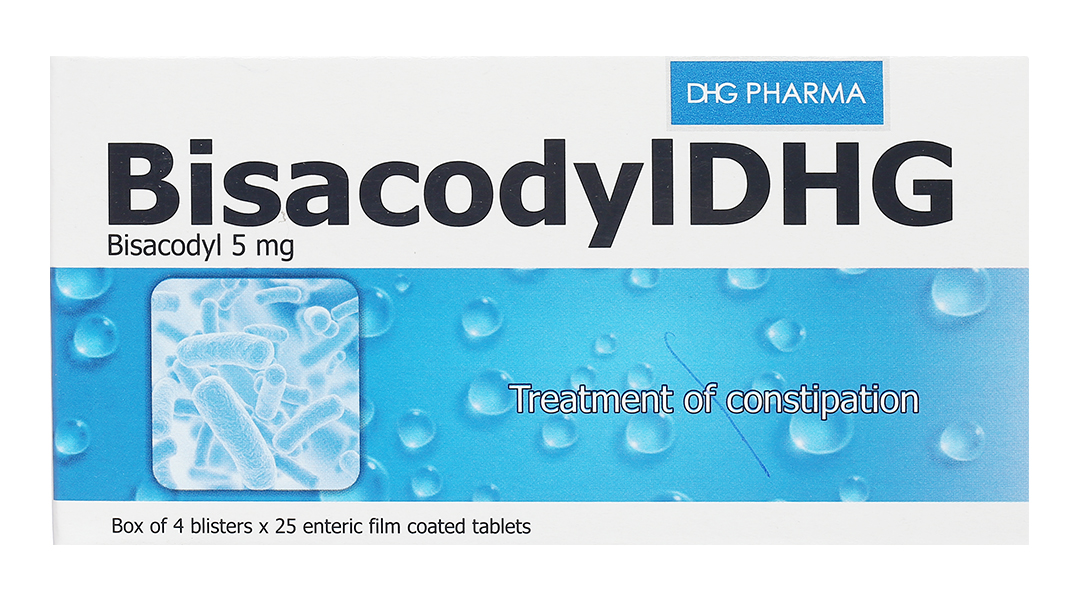 BisacodylDHG 5mg trị táo bón, làm sạch ruột trước phẫu thuật