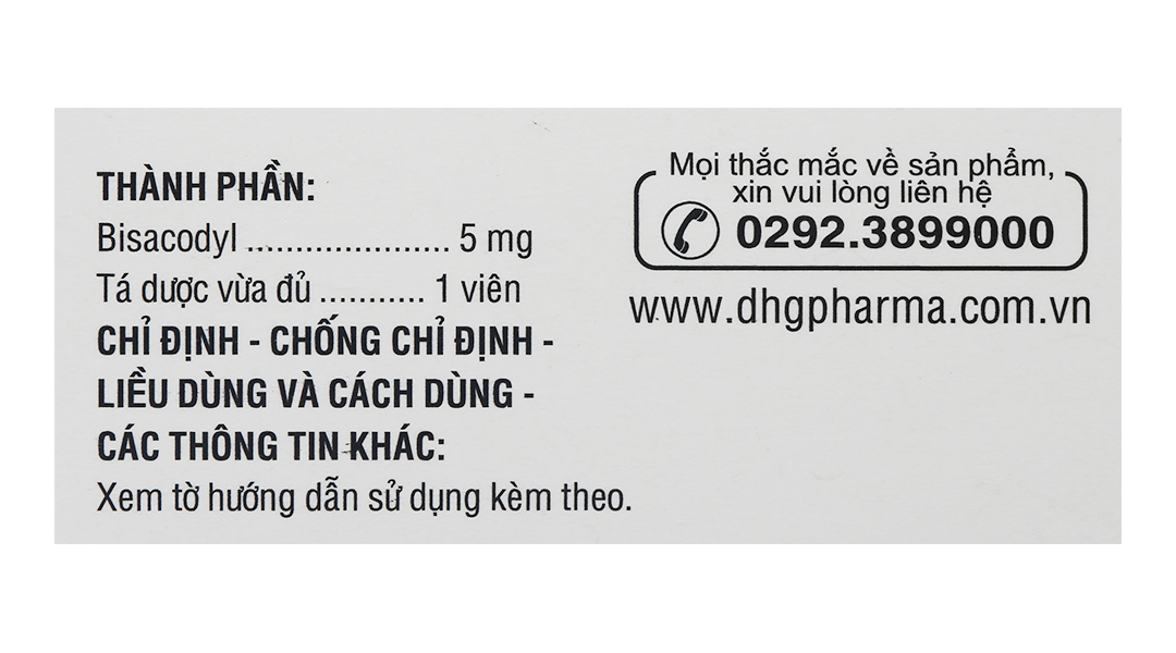 BisacodylDHG 5mg trị táo bón, làm sạch ruột trước phẫu thuật