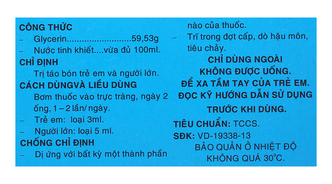 Dung dịch bơm trực tràng Rectiofar trị táo bón