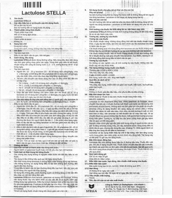 Dung dịch uống Lactulose Stella 10g trị táo bón