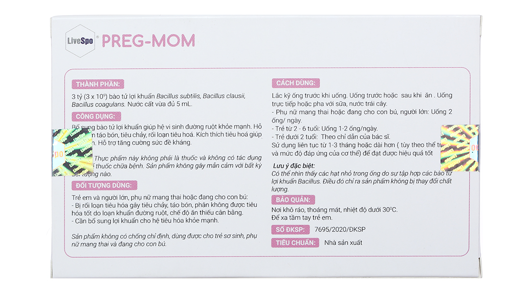 Men vi sinh Livespo Preg-mom bổ sung lợi khuẩn mẹ và bé