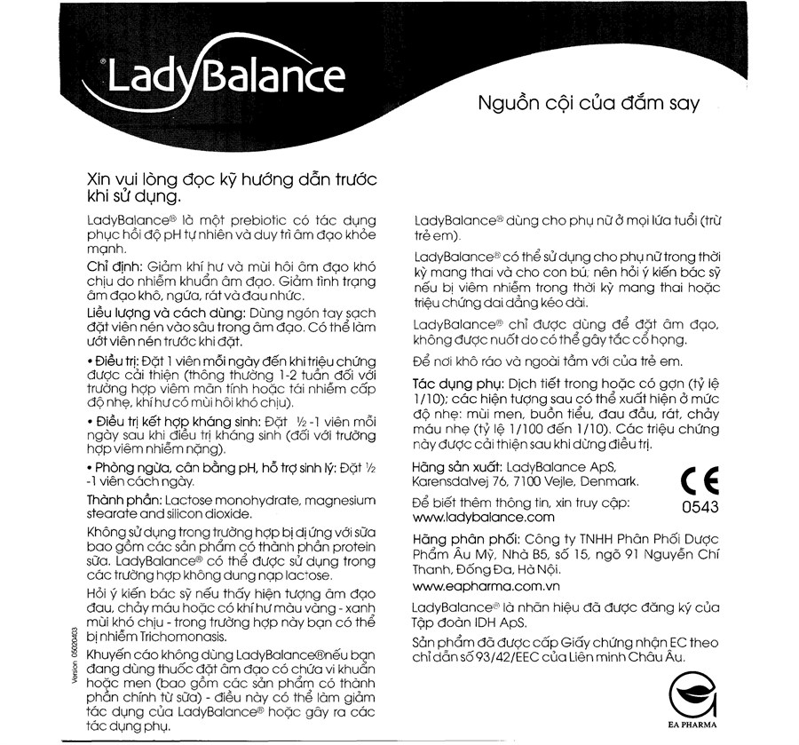 Viên đặt âm đạo Lady Balance giảm khí hư, ngứa rát âm đạo