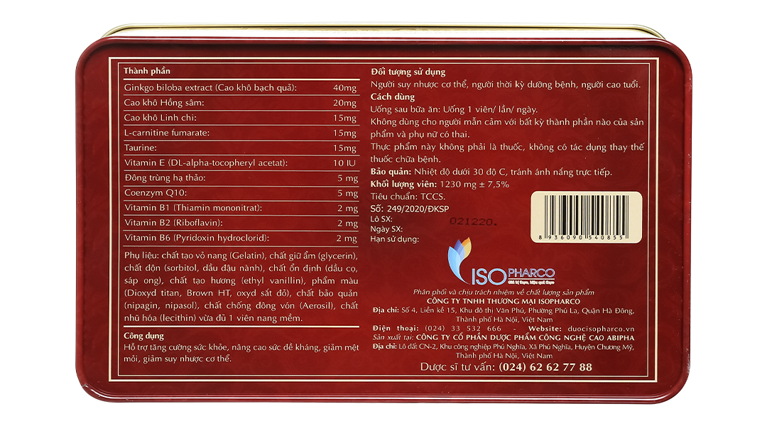Red Korean Ginseng ISO hỗ trợ bồi bổ, tăng đề kháng