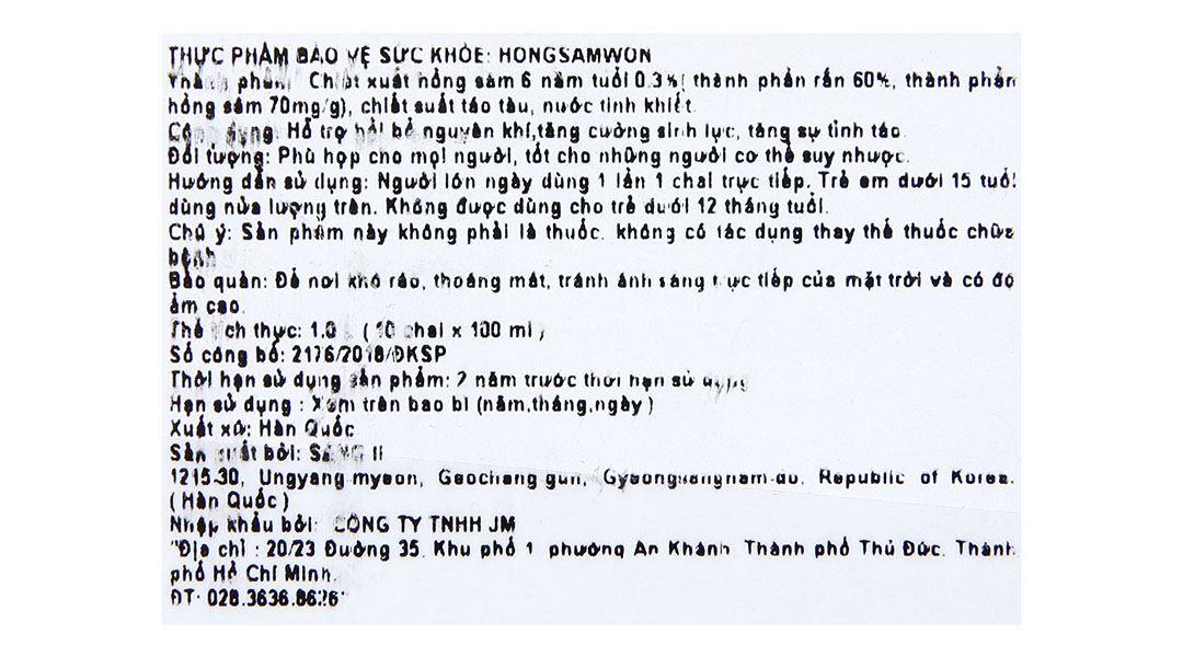 Nước uống Hồng Sâm Won KGC bồi bổ cơ thể