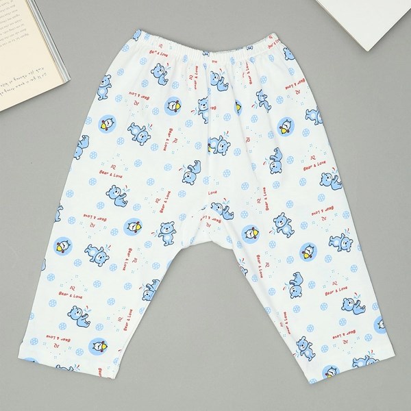 Quần dài in hình gấu con IQ Baby màu trắng, mềm mại, an toàn,tốt - AVAKids.com