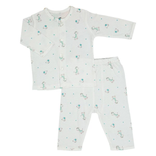 Bộ Tay Dài Cài Giữa Bé Trai Lullaby Nh681P Màu Trắng - Xanh