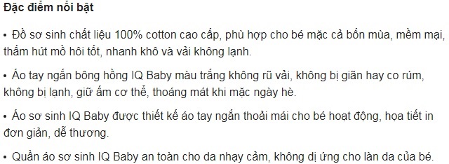 Đặc điểm nổi bật áo tay ngắn in hình bông hồng IQ Baby màu trắng