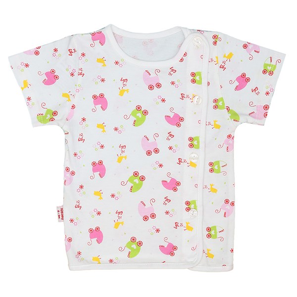 Áo tay ngắn in chữ đỏ IQ Baby màu trắng 5