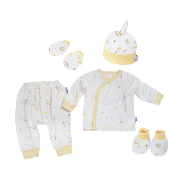 Set bộ tay dài cài chéo BabyMommy màu trắng – vàng