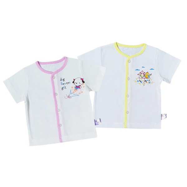 Set 2 áo sơ sinh cổ tim TN viền vàng – hồng