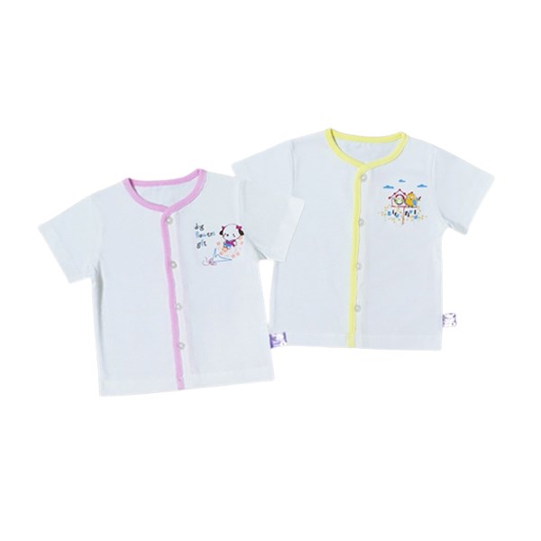 Combo 2 Áo Tay Ngắn Cổ Tim Babymommy Màu Trắng Viền Vàng - Hồng