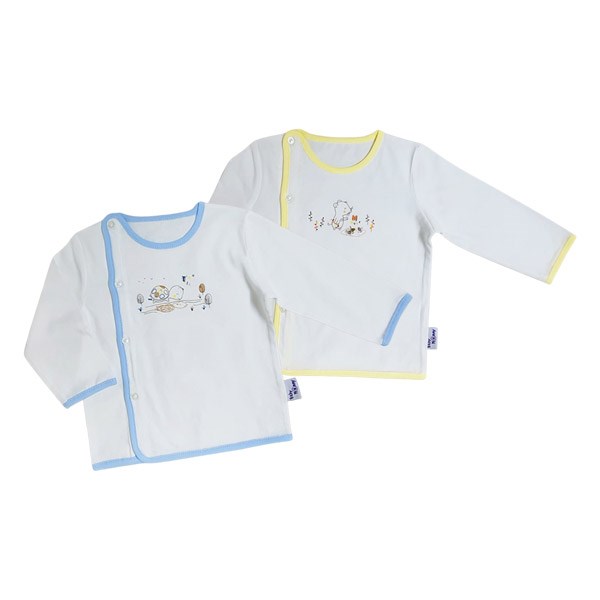 Combo 2 Áo Bác Sĩ Tay Dài Babymommy Màu Trắng Viền Vàng - Xanh