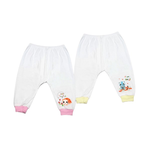 Set 2 Quần Dài Trắng Bo Viền Vàng - Hồng