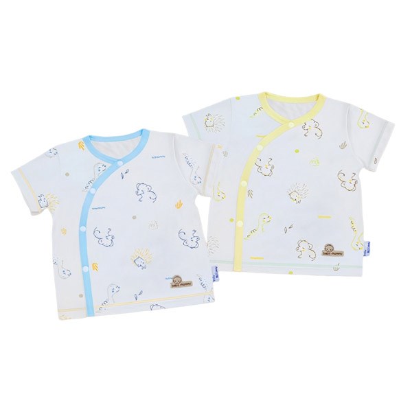 Set 2 Áo Ngắn Cài Lệch Họa Tiết Vàng - Xanh