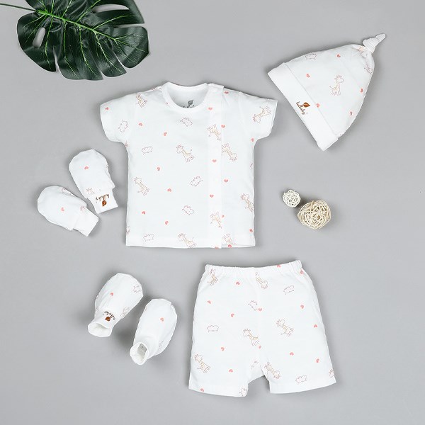 Set Bộ Tay Ngắn Bé Gái Lullaby Nh203V Màu Trắng - Hồng