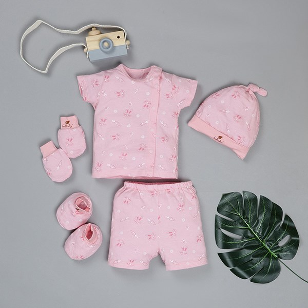 Set Bộ Tay Ngắn Bé Gái Lullaby Nh203V Màu Hồng