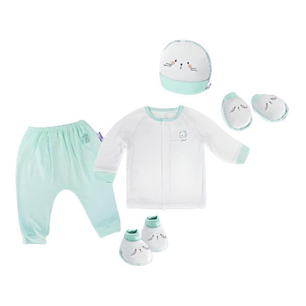 Set Bộ Tay Dài Cài Giữa Babymommy Màu Xanh Mint