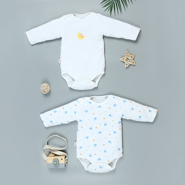 Combo 2 bodysuit unisex IQ Baby visco trắng