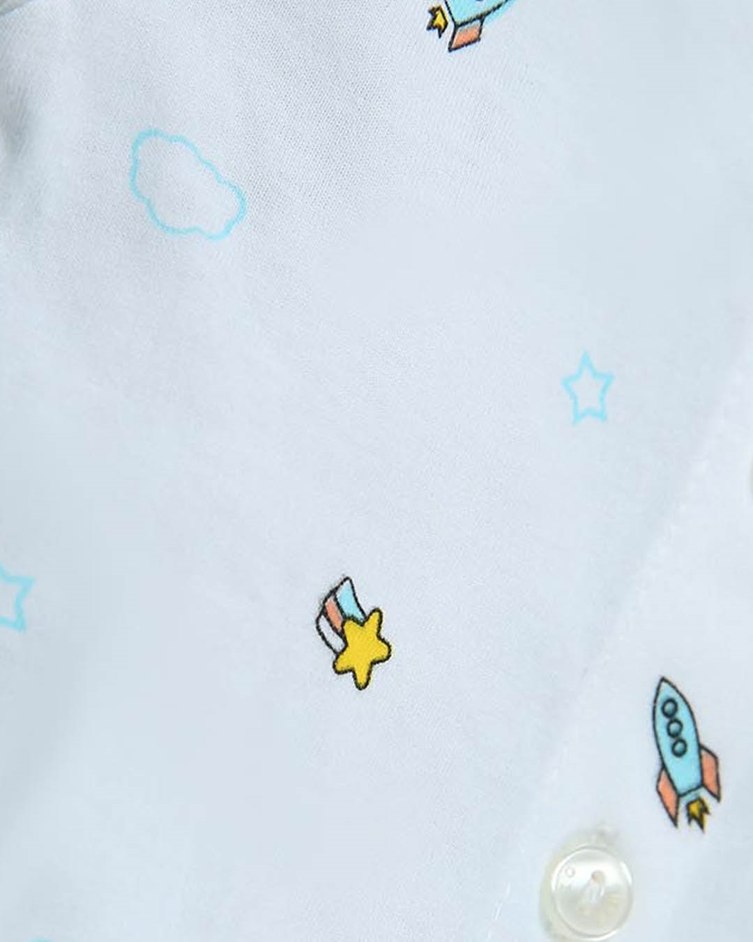 Áo tay ngắn in quả địa cầu IQ Baby màu trắng 5