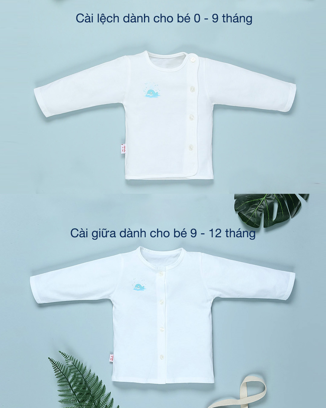 Áo tay dài in hình cá voi IQ Baby màu trắng 2