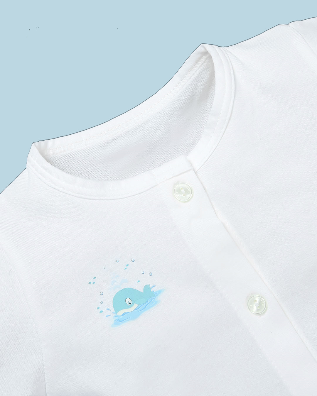 Áo tay dài in hình cá voi IQ Baby màu trắng 7