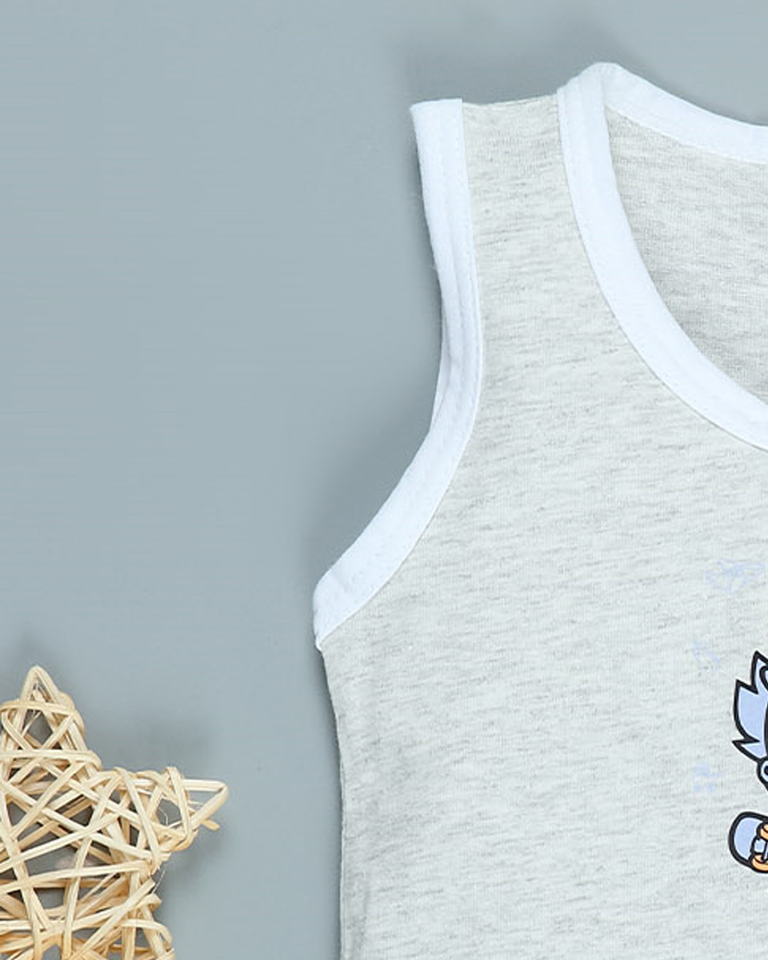 Bộ sát nách in hình rồng IQ Baby màu xám 5