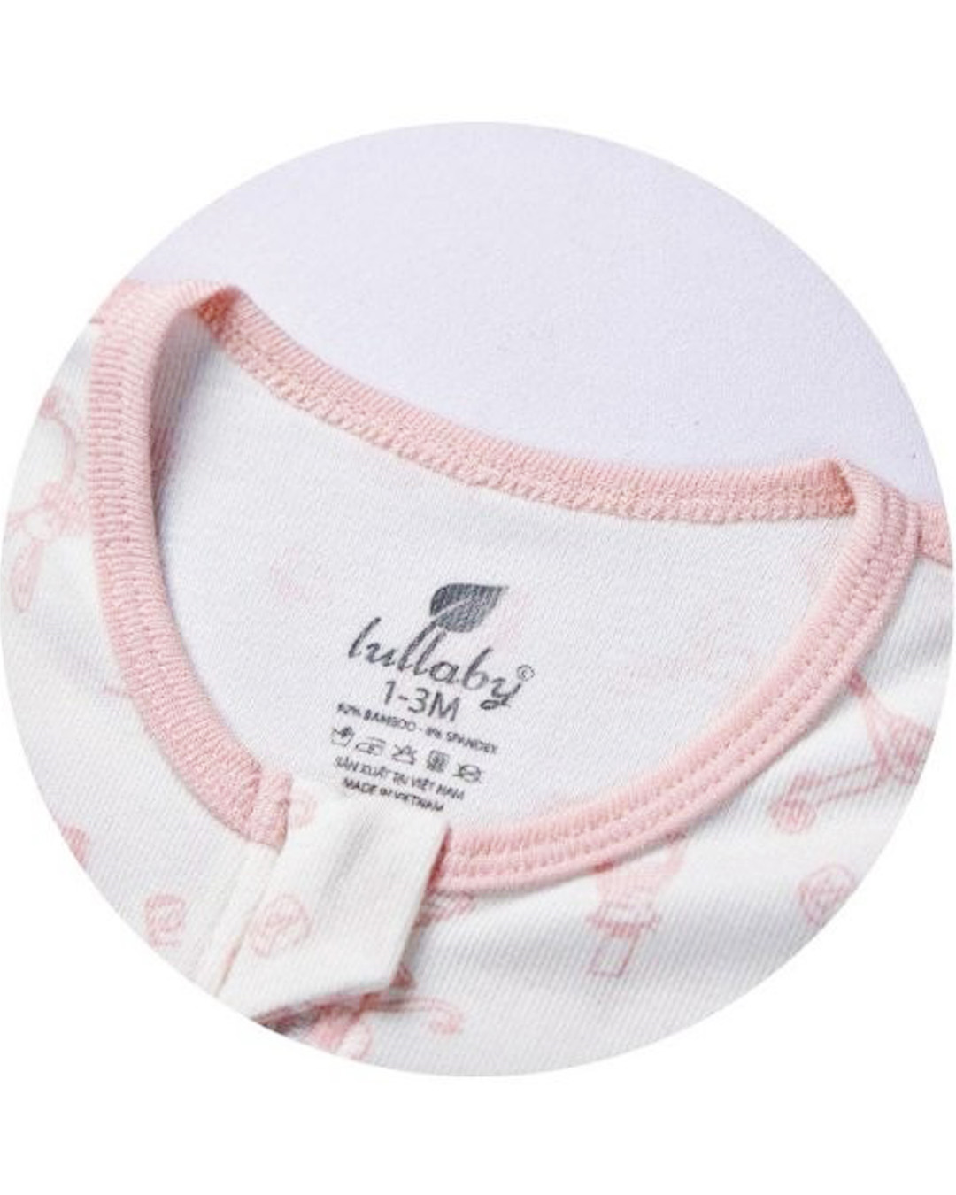 Nhộng chũn có khóa Lullaby NH849R 1 - 3 tháng màu trắng - hồng