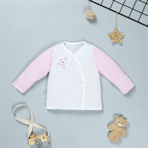 Áo tay dài visco IQ Baby màu trắng - hồng