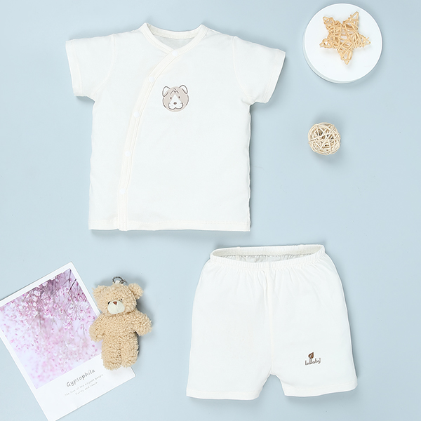 Bộ tay ngắn cài lệch Lullaby NH981R màu trắng - xanh ghi 29