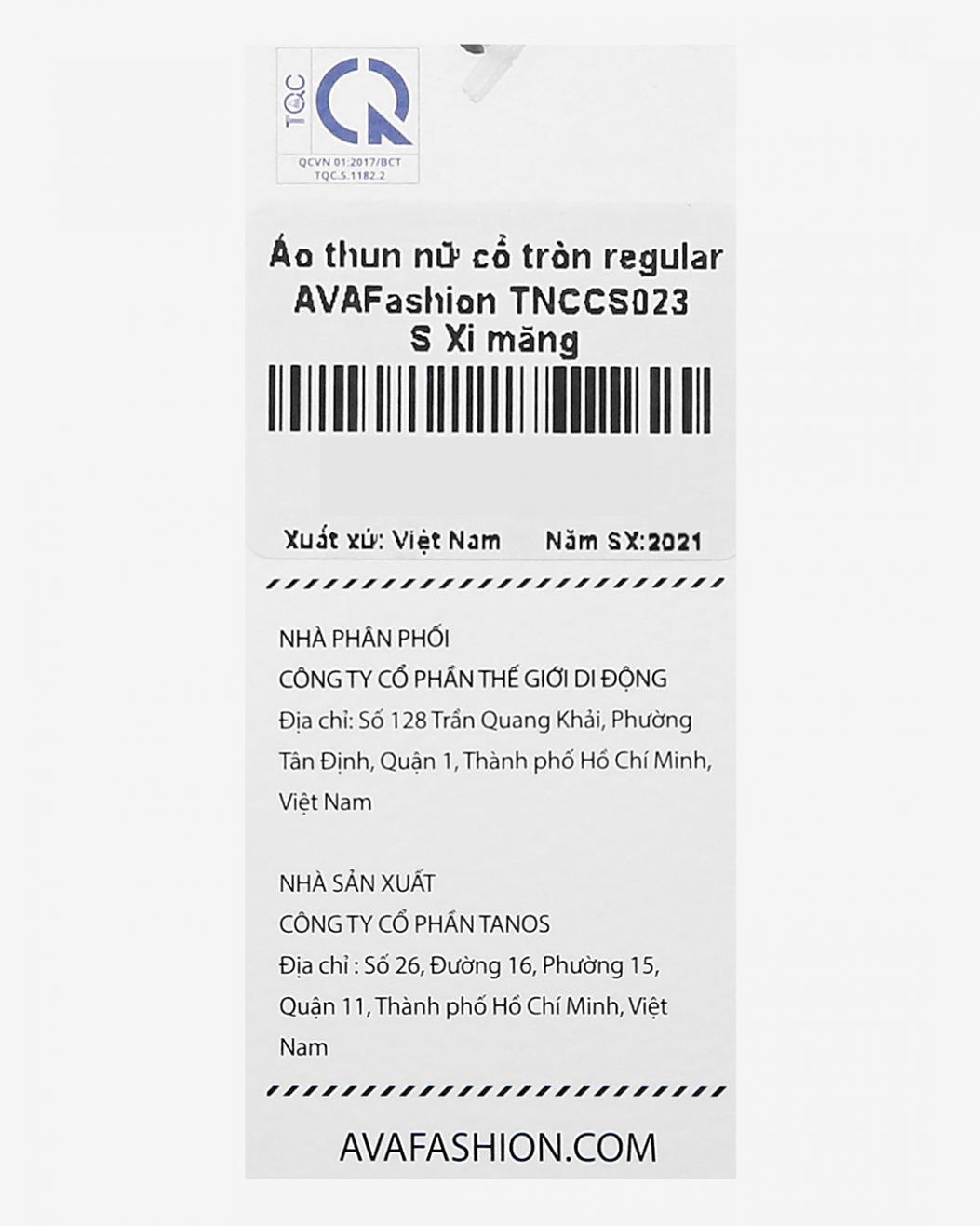 Áo thun nữ cổ tròn regular AVAFashion TNCCS023 - Xi măng
