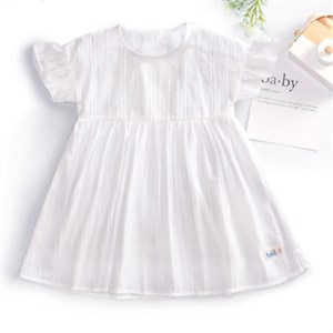 Đầm Haki màu trắng tay bèo