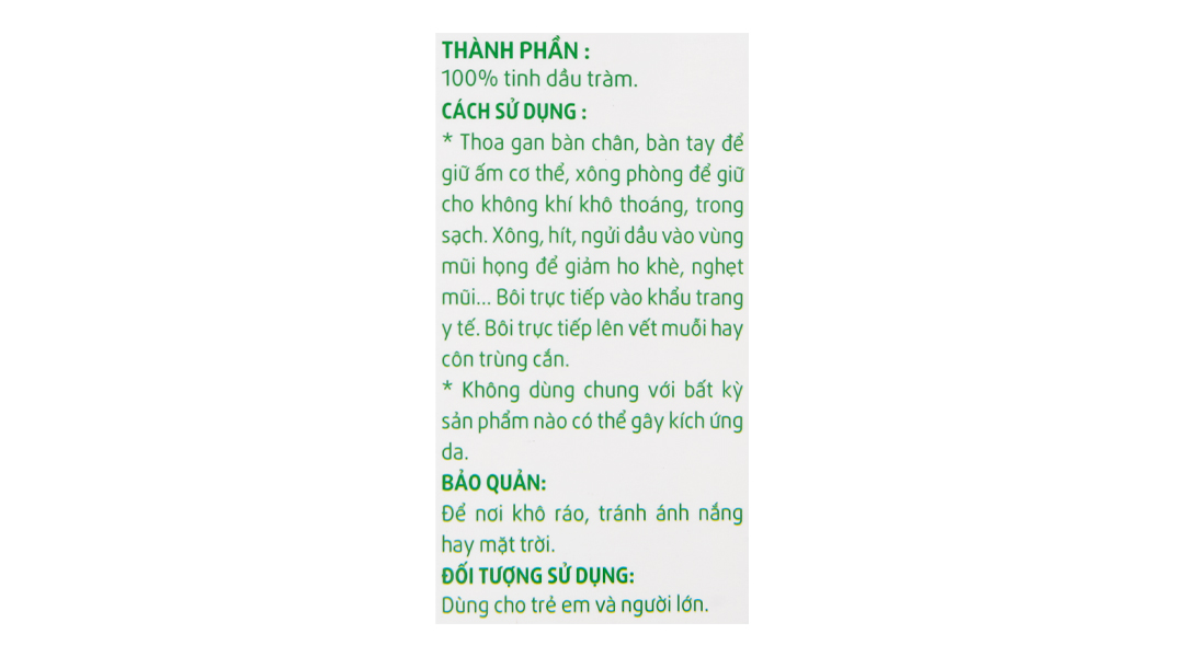 Tinh dầu tràm Dr. Tràm giữ ấm, dịu vết côn trùng cắn
